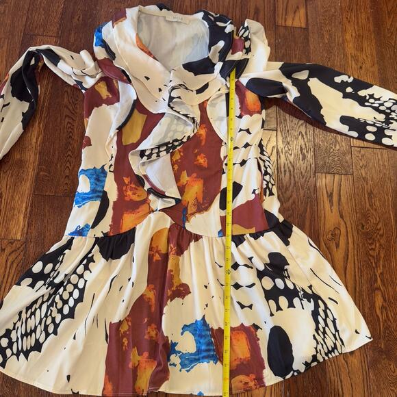 Mulla Ruffle Mini Dress Womens Small Art to Wear Boho Festival Maximalism Colors - Picture 6 of 11